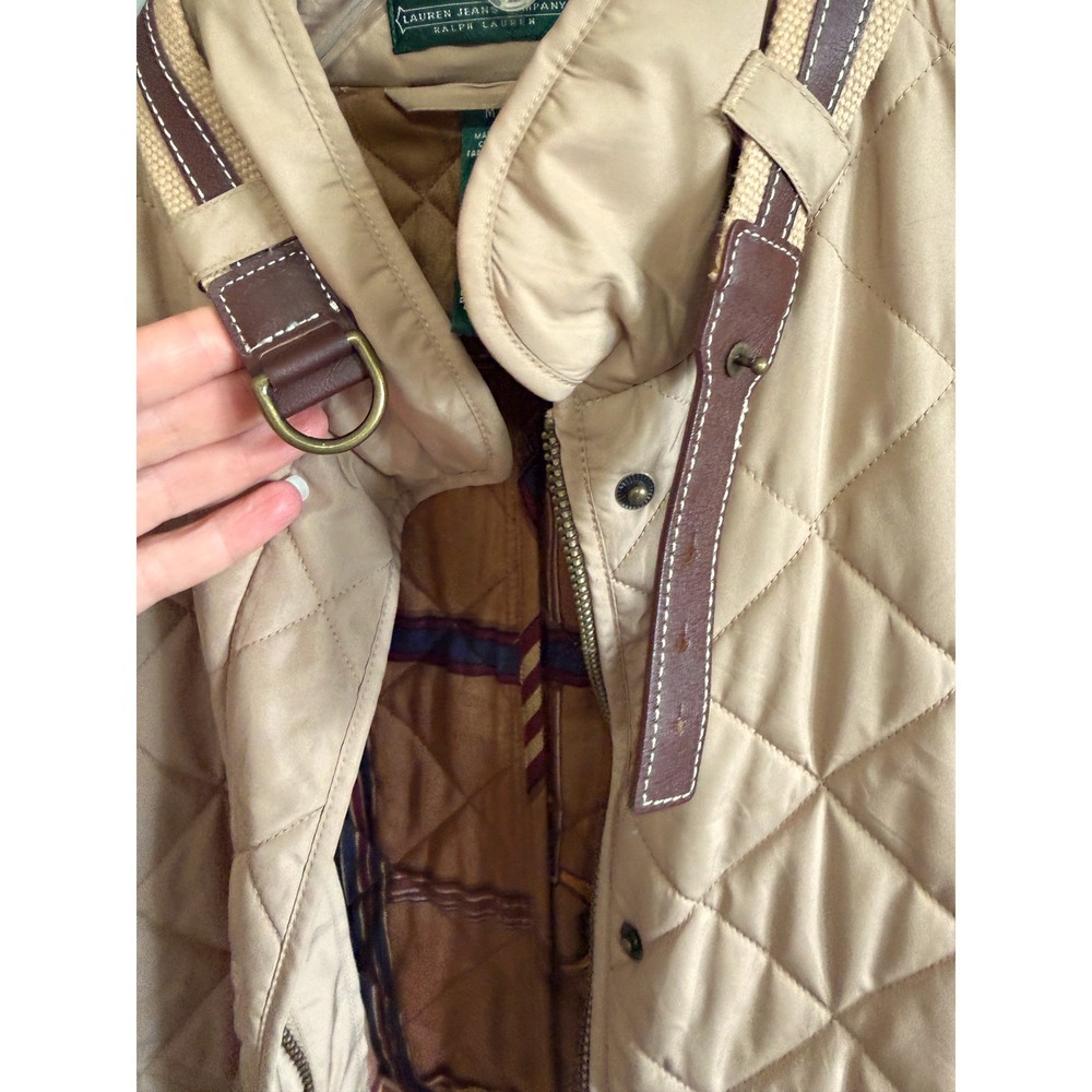 Lauren Ralph Lauren Quilted Barn Jacket Womens M Tan Equestrian Town & Country - Picture 9 of 10